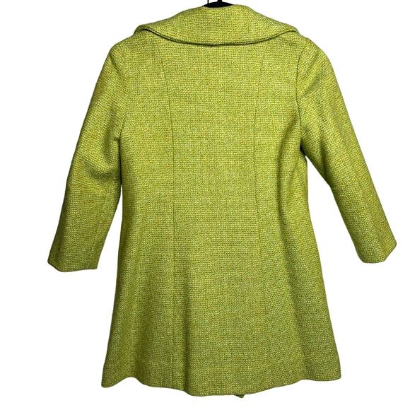 Vintage 60s Childrens Size 7 8 Green Double Breasted Wool Coat Button Front - Picture 3 of 10